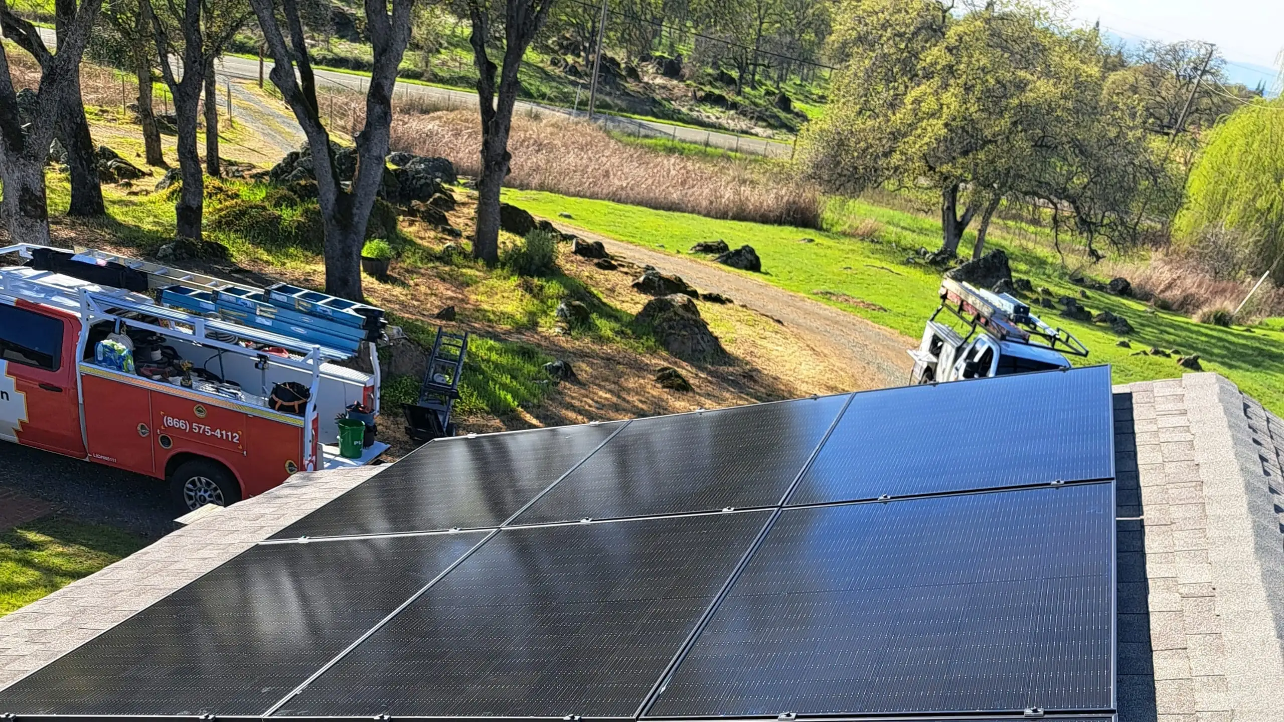 A clean, completed Westhaven solar array on a Northern California roof.